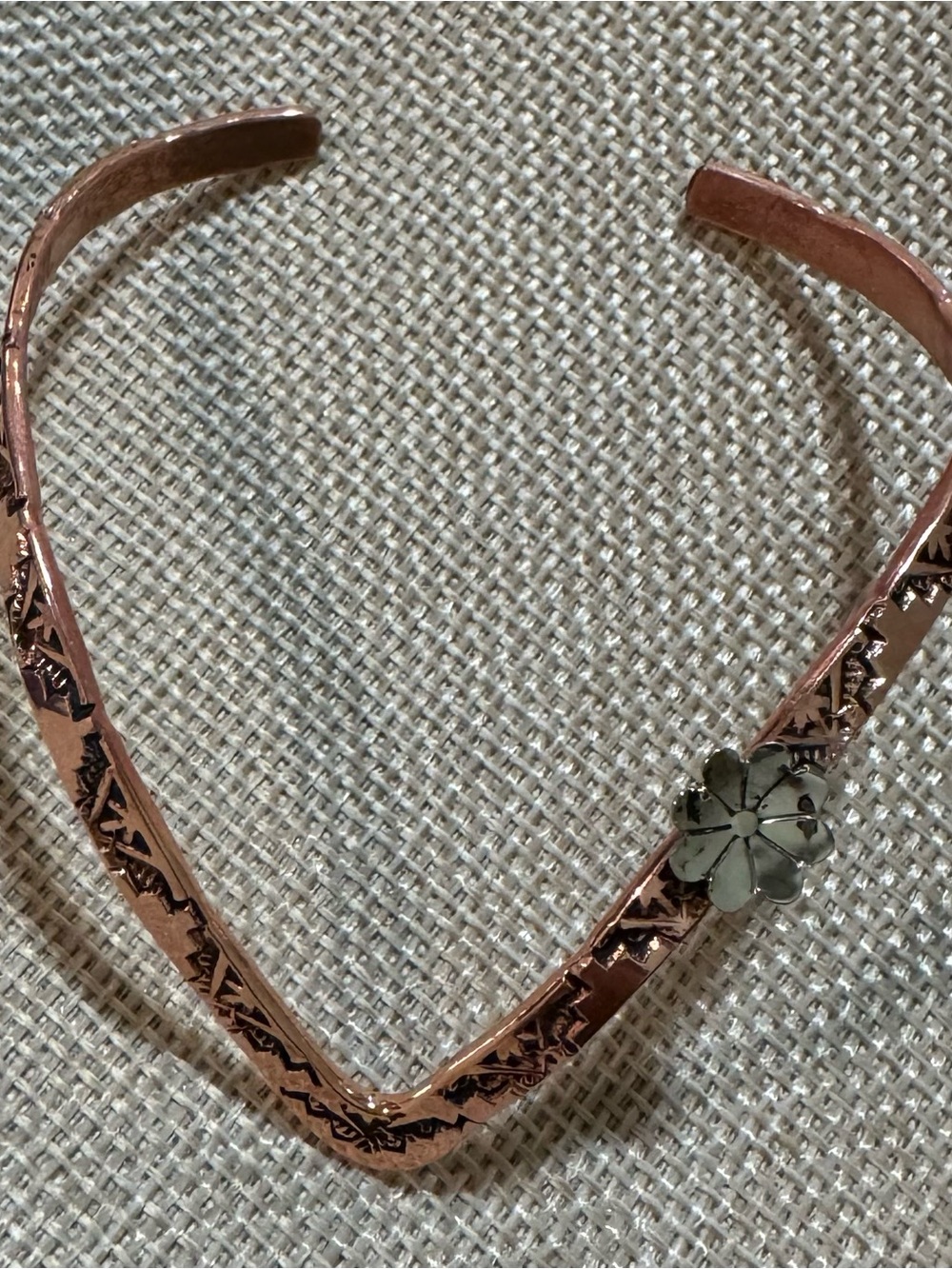 Native American Copper Chevron Cuff Bracelet - Picture 2 of 8